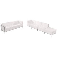 Flash Furniture Hercules 5 Piece LeatherSoft Modular Sofa & Lounge Chair Set w/ Taut Back &Seat