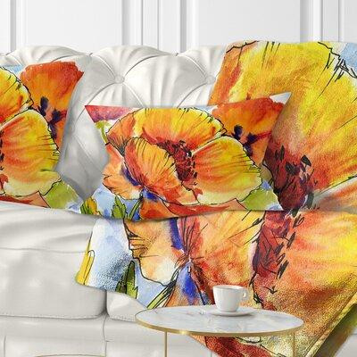 East Urban Home Floral Bouquet of Full Blown Poppies Lumbar Pillow in Home Décor & Accents