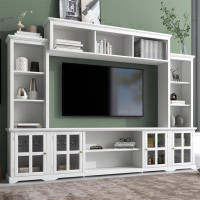 Hokku Designs Entertainment Wall Unit With Bridge, Modern TV Console Table For Tvs Up To 70", Multifunctional TV Stand W