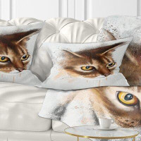 East Urban Home Animal Anxious Cat Watercolor Sketch Lumbar Pillow