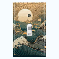 WorldAcc Blue Sea Waves Sunset Clouds Nature Themed 1 - Gang Wall Plate