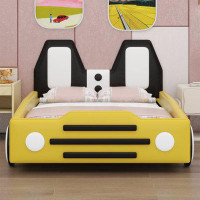 Latitude Run® Twin Size Race Car-Shaped Platform Bed With Wheels