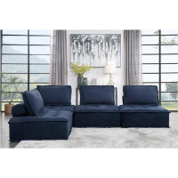 Hokku Designs Leonore Blue Fabric Sofa, Loveseat And Modular Chair With Removable Bolster Living Room Set