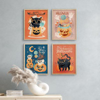 SIGNLEADER Bathroom Decor Multicolor Halloween Cute Jack O' Lantern Black Cat Celebrations & Holidays