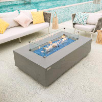 Elementi 15" H x 55.9" W Concrete Outdoor Fire Pit Table with Lid