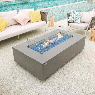 Elementi 15" H x 55.9" W Concrete Outdoor Fire Pit Table with Lid in BBQs & Outdoor Cooking