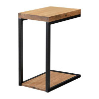 17 Stories Gizela C-Shape End Table in Black and Antique Nutmeg