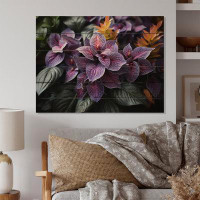 Latitude Run® Tropical Purple Plants On Wood Print
