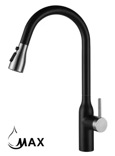 High-Arc Pull-Out Kitchen Faucet Single Handle 18 Matte Black,Brushed Nickel Finish