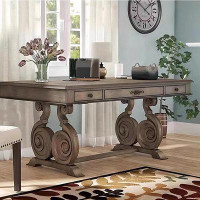 Recon Furniture 70.87" Brown Vintage Solid Wood Desk