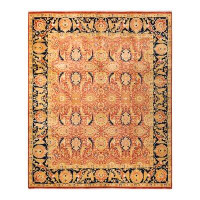 Isabelline Trescha Mogul One-of-a-Kind Traditional Hand-Knotted Orange/Beige/Navy Area Rug 8'2" x 10'2"