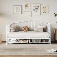 August Grove Twin Size Stylish Metal Daybed with 2 Drawers