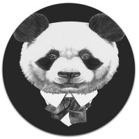 Made in Canada - Design Art 'Funny Panda in Suit and Tie' Graphic Art Print on Metal