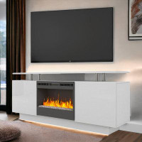 Latitude Run® 160CM High Gloss TV Cabinet With Fireplace