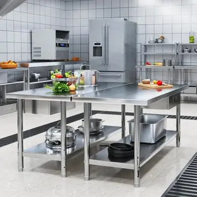 This stainless steel workbench is suitable for kitchen garage workshop bar restaurant laundry room s...