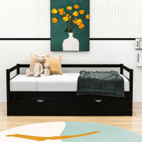 Red Barrel Studio Twin Wooden Daybed with Twin Size Trundle