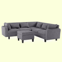 Latitude Run® Modern Sectional Sofa With Coffee Table,6-Seat Couch Set