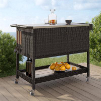 Latitude Run® All-steel Removable Wicker Dining Cart