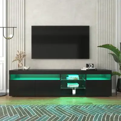 Ivy Bronx Modern Design TV Stands For Tvs Up To 80'', LED Light Entertainment Center, Media Console With Multi-Functiona