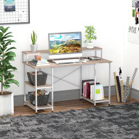 Latitude Run® Inch Home Office Computer Desk Study Writing Workstation With Storage Shelves
