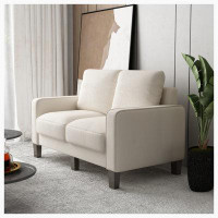 Ebern Designs Modern Living Room Furniture Loveseat in Beige Fabric