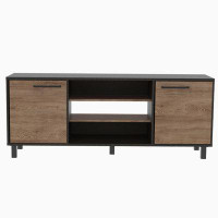 Gracie Oaks Kaia TV Stand for TVs up to 65" with Cabinets, Black/ Pine