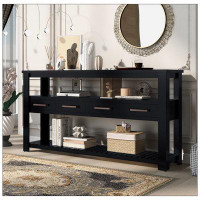 Latitude Run® Modern Console Table Sofa Table For Living Room With 4 Drawers And 2 Shelves-32.1" H x 62.2" W x 13.8" D