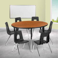 Flash Furniture Goddard 47.5" Circle Wave Flexible Laminate Activity Table Set with 18" Student Stack Chairs