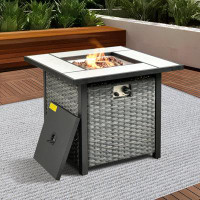 Latitude Run® Dzion 24.8'' H x 30'' W Steel Propane Outdoor Fire Pit Table with Lid
