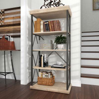 Gracie Oaks Lykens 48'' Solid Wood Etagere Bookcase