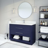 Riley 36, 48 & 60 Inch Bathroom Vanity w CT & Drawer Organizer in 3 Finishes ( Navy Blue, Oxford Grey of White ) ABSB