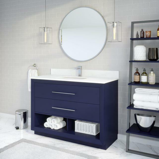 Riley 36, 48 & 60 Inch Bathroom Vanity w CT & Drawer Organizer in 3 Finishes ( Navy Blue, Oxford Grey of White ) ABSB in Cabinets & Countertops