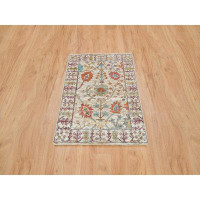 Isabelline 2'2"x3'1" Taupe Directional Vase All Over Design Silk Textured Wool Hand Knotted Mat Rug 320E2FDEAFD441C99DB3