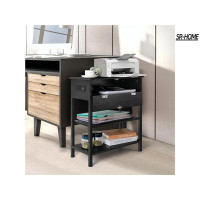 SR-HOME End Table With Charging Station Narrow Slim Sofa Side Table With Dual USB Ports And Outlets, Small Bedside Night