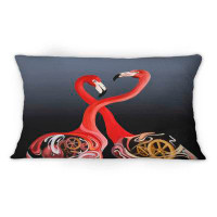 East Urban Home Flamingo Birds Kissing -1 Traditional Printed Throw Pillow