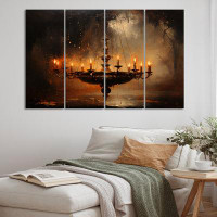 Charlton Home Chandelier Dramatic Contrasts Pointillism - Chandelier Canvas Wall Art - 4 Panels
