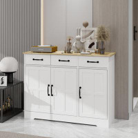 Winston Porter Farmhouse Buffet Cabinet Storage Sideboard With 3 Drawers And 3 Doors For Dining Living Room Kitchen Cupb