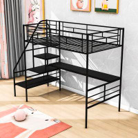 Isabelle & Max™ Twin Size Metal Loft Bed With Built-In-Desk