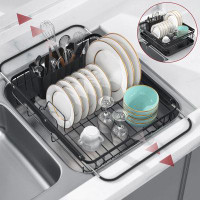 KOVOME Sink Drying Rack - Dish Rack With Drainboard - Multifunctional Expandable Dish Drying Rack Used Over Sink, In Sin
