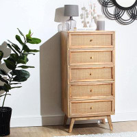 Bayou Breeze Anusoya Tall Chest 5 Drawers, Natural