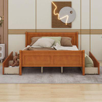 Cosmic Queen Size Wood Platform Bed with 4 Drawers and Streamlined Headboard & Footboard
