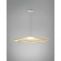 Bover Mediterrnia - S/105/02 LED Dimmable Pendant - TRIAC Dimmable - White Frame - White Translucent Ribbon Shade