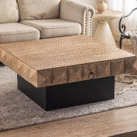 Loon Peak 3D Relief Square Retro Coffee Table With Drawers