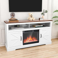 Gracie Oaks Mayland TV Stand for TVs up to 65" with Multifunction Electric Fireplace Included
