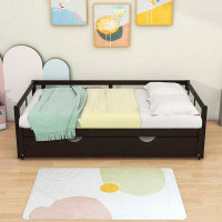 Harriet Bee Ikue Twin Size Wooden Daybed with Twin Size Trundle, Extending Bed