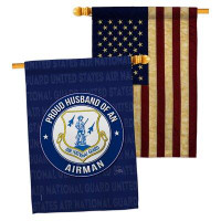 Breeze Decor Air Force Proud Husband Airman House Flags Pack National Guard Armed Forces Yard Banner 28 X 40 Inches Doub