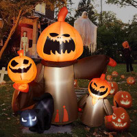 The Holiday Aisle® 5ft Halloween Inflatable Pumpkin With Cats Outdoor Decoration