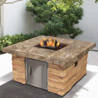 Cal Flame Stucco And Tile Square Gas Fire Pit