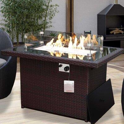 Bayou Breeze Watchet 43" W x 25.6" H Outdoor Aluminum Propane Outdoor Fire Pit Table 55,000 BTU with Lid in BBQs & Outdoor Cooking