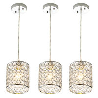 Mercer41 3-Light White Chrome Crystal Dome Classic Industrial Style Dimmable Chandelier